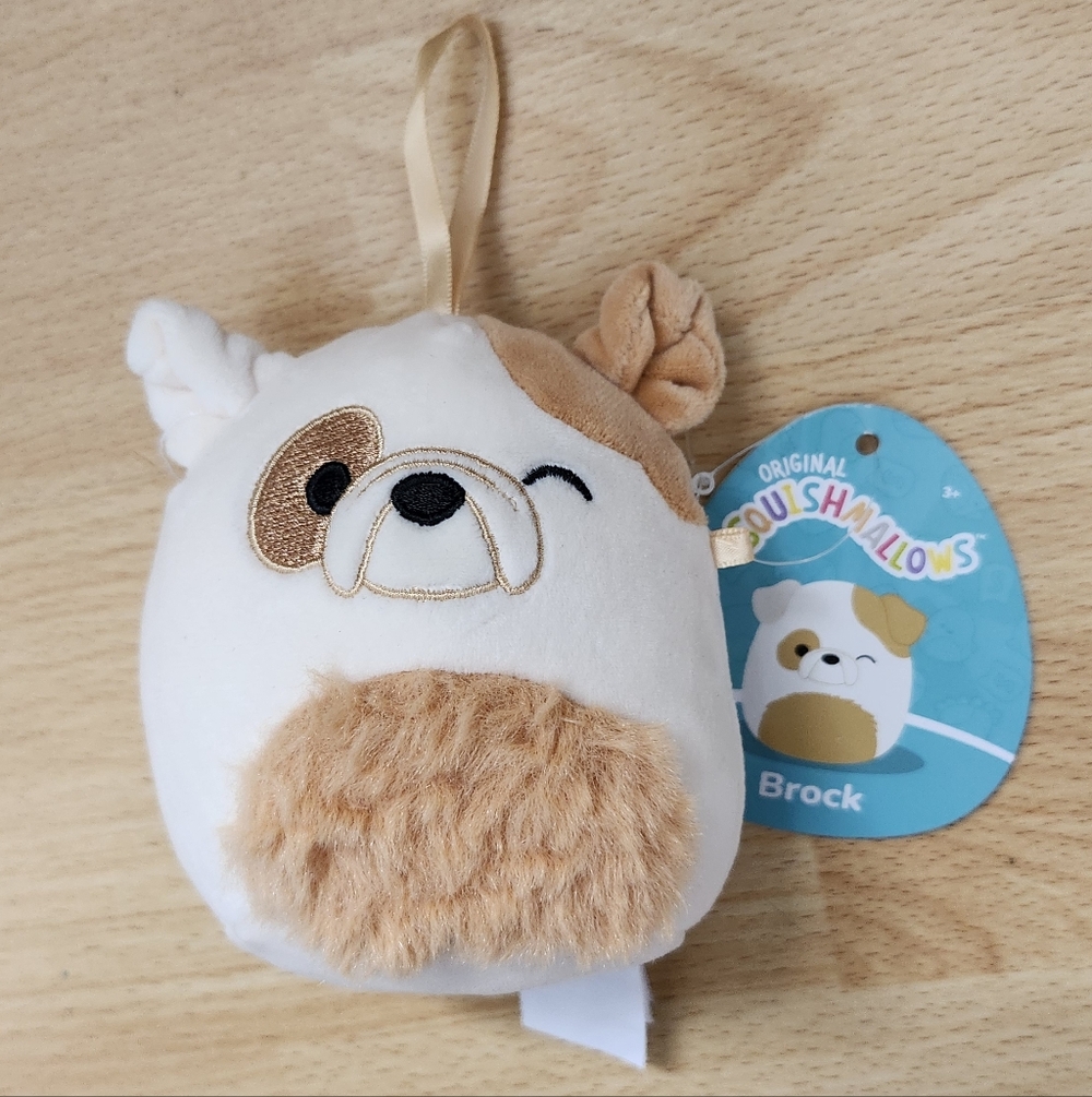 5" Squishmallows Brock The Bulldog Ornament NWT Plush Stuffed Animal Toy